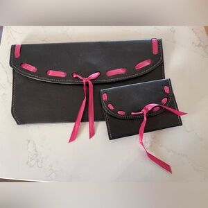 Black and Pink Clutch and Wristlet Set